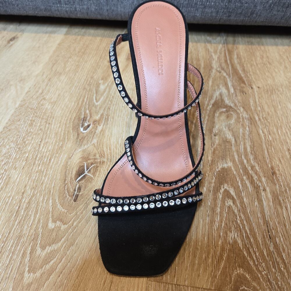 Single LEFT Shoe Only Amina Muaddi Gilda 95 Crystal Sandal Black EU 39 US 9